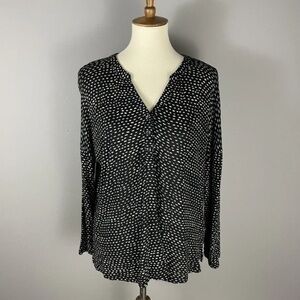Lucky Brand Black Henley Jersey Knit Pullover Top Medium